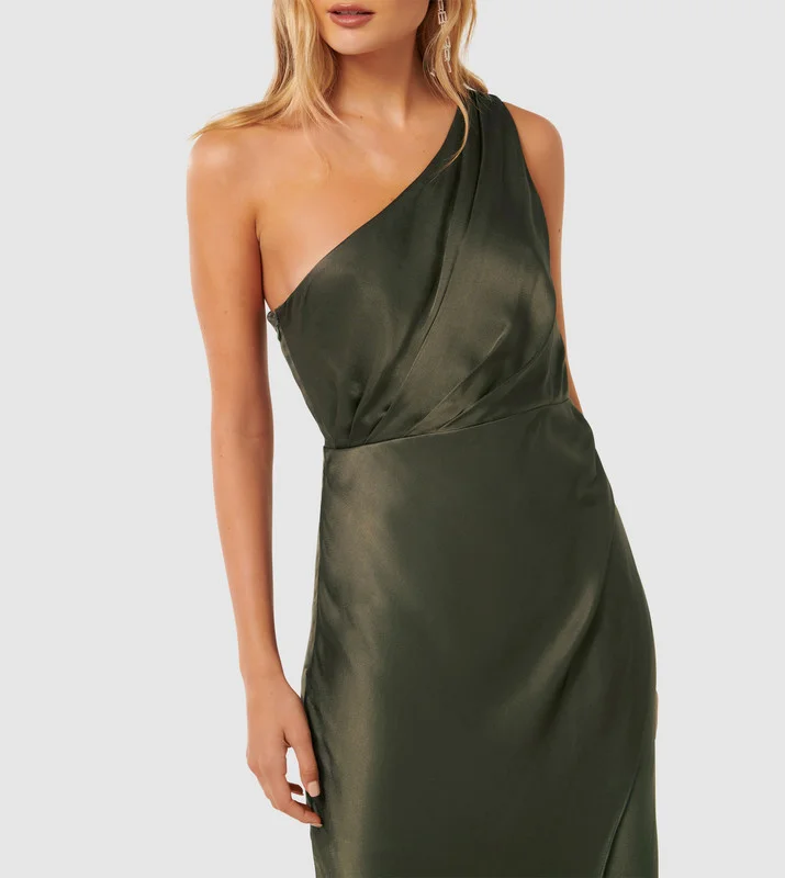 forever new  EMILY One Shoulder Satin Maxi Dress for Women | Best Price UAE